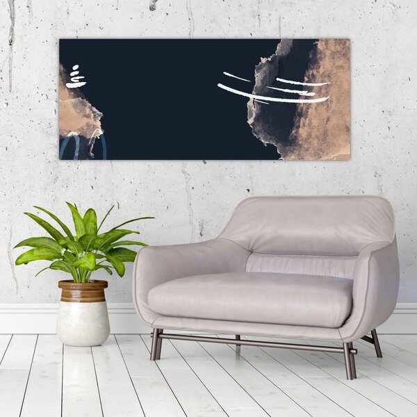 Kép - Sötétkék absztrakció (120x50 cm)