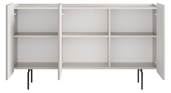Malmi komód 150 cm háromajtós - kasmír / fekete lábak