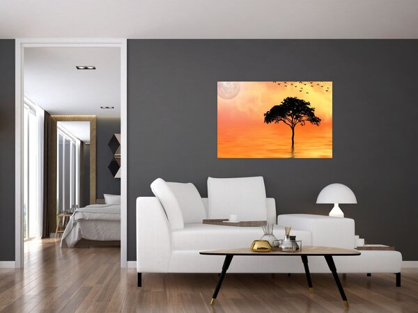 Kép egy fáról naplementekor (90x60 cm)