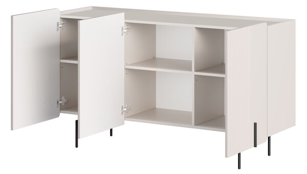 Malmi komód 150 cm háromajtós - kasmír / fekete lábak