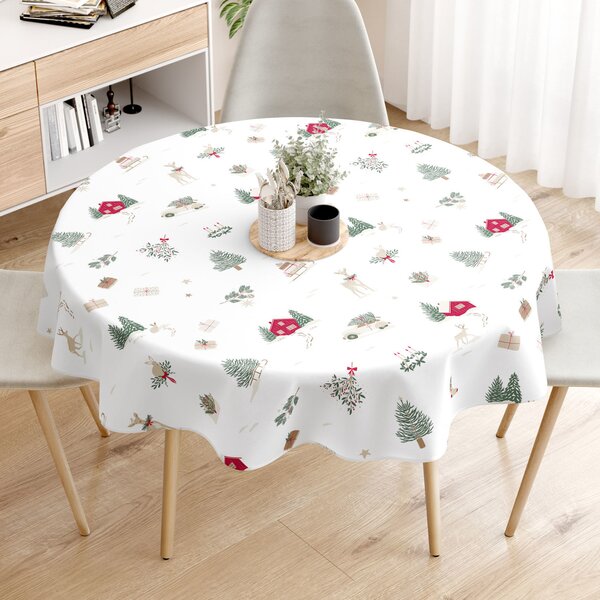 Goldea karácsonyi kör alakú terítő - extra erős 100% - os pamut - tradicionális karácsonyi Ø 140 cm