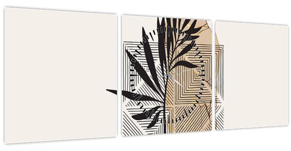 Kép - Absztrakció trópusi levelekkel N⁰1 (órával) (90x30 cm)