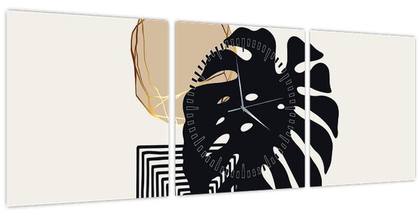 Kép - Absztrakció trópusi levelekkel N⁰2 (órával) (90x30 cm)