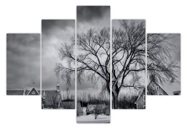 Fekete fehér falu képe (150x105 cm)