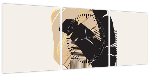 Kép - Absztrakció trópusi levelekkel N⁰4 (órával) (90x30 cm)