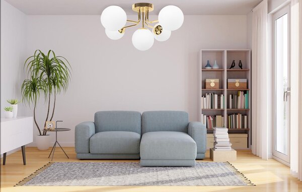 Toolight Szerszámlámpa, mennyezeti lámpa 5xE27 APP1575-5C, fehér-arany, OSW-03610