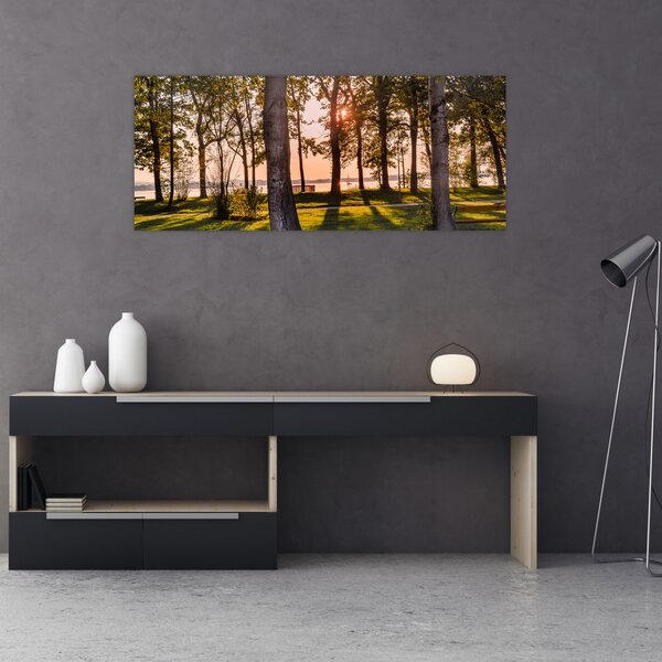Fák a tó mellett képe (120x50 cm)