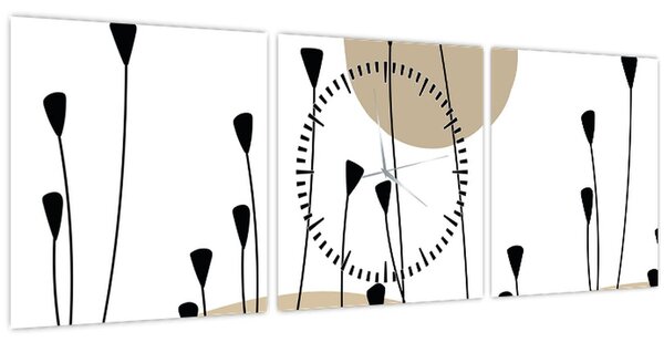 Kép - Grafikus rét N⁰2 (órával) (90x30 cm)