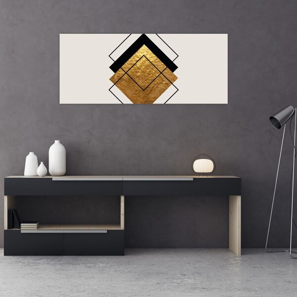 Kép - Absztrakció arany és fehér N⁰1 (120x50 cm)