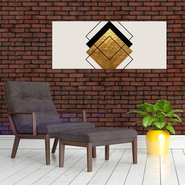 Kép - Absztrakció arany és fehér N⁰1 (120x50 cm)
