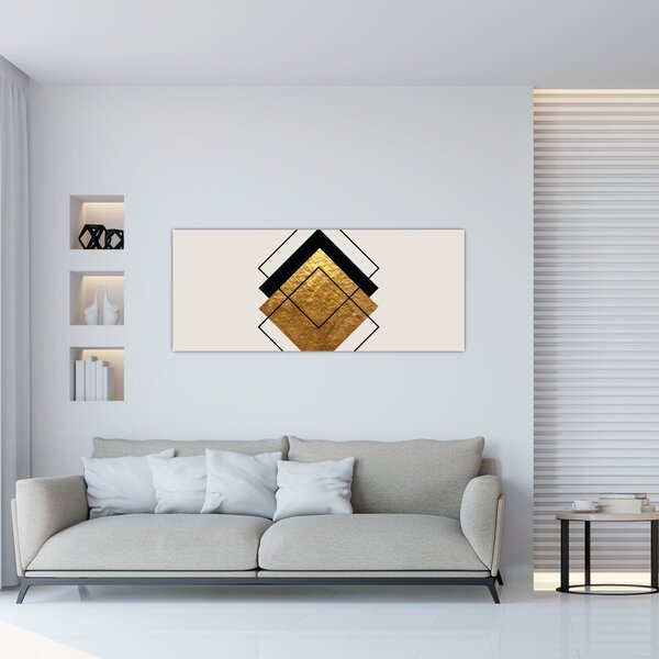 Kép - Absztrakció arany és fehér N⁰1 (120x50 cm)