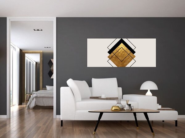 Kép - Absztrakció arany és fehér N⁰1 (120x50 cm)