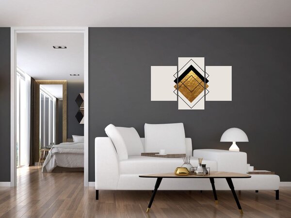 Kép - Absztrakció arany és fehér N⁰1 (90x60 cm)
