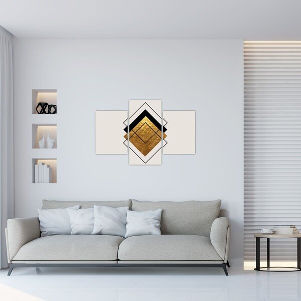 Kép - Absztrakció arany és fehér N⁰1 (90x60 cm)