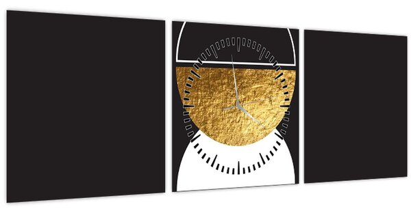 Kép - Absztrakció arany és fekete N⁰2 (órával) (90x30 cm)