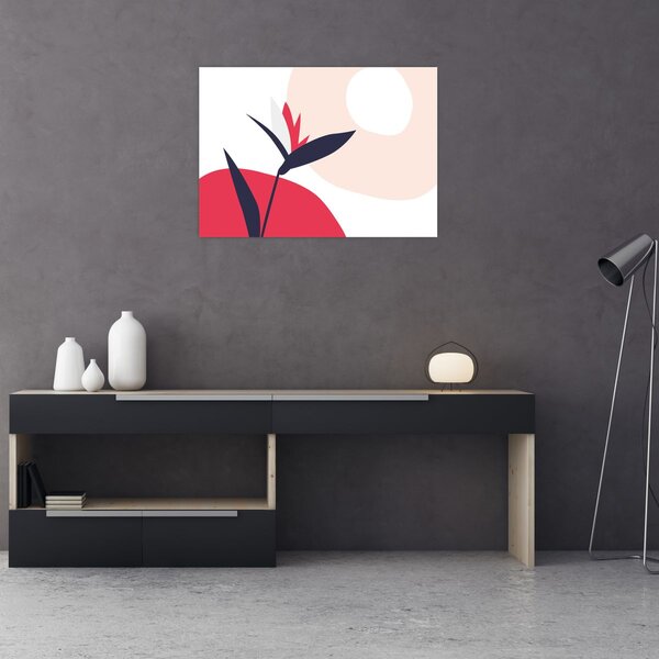 Kép - Rózsaszín virágos absztrakció N⁰1 (70x50 cm)