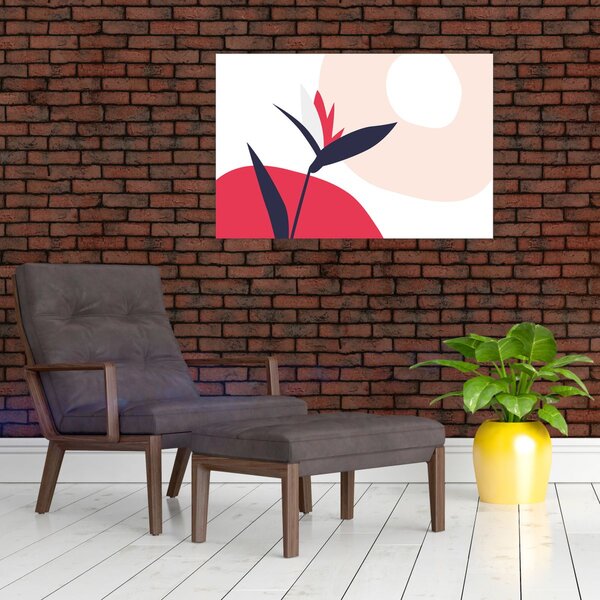 Kép - Rózsaszín virágos absztrakció N⁰1 (90x60 cm)