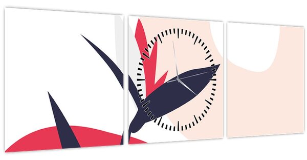 Kép - Rózsaszín virágos absztrakció N⁰1 (órával) (90x30 cm)
