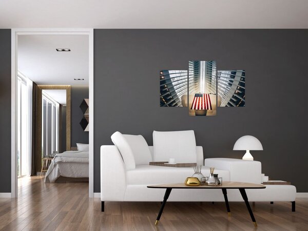 Építkezés az USA zászlóval képe (90x60 cm)