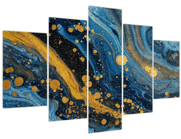 Kép - Kék absztrakció arannyal (150x105 cm)