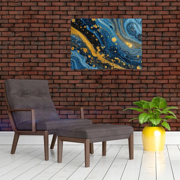 Kép - Kék absztrakció arannyal (70x50 cm)