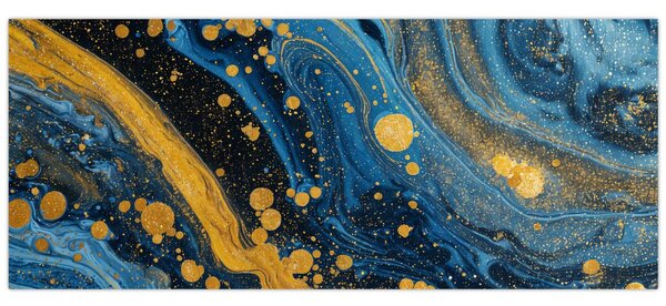 Kép - Kék absztrakció arannyal (120x50 cm)