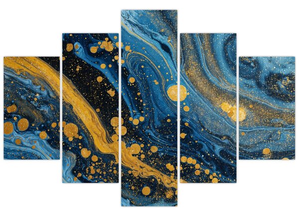 Kép - Kék absztrakció arannyal (150x105 cm)