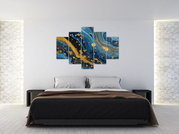 Kép - Kék absztrakció arannyal (150x105 cm)