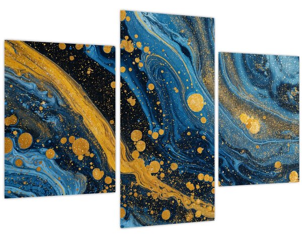Kép - Kék absztrakció arannyal (90x60 cm)