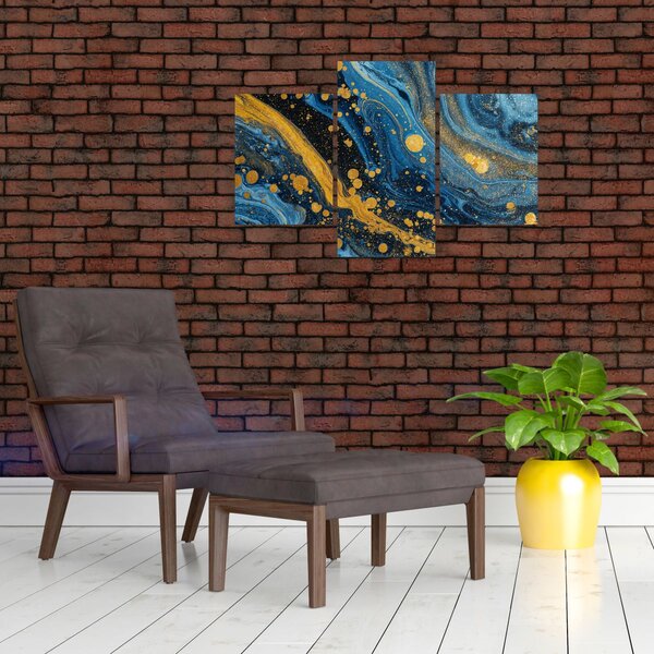 Kép - Kék absztrakció arannyal (90x60 cm)
