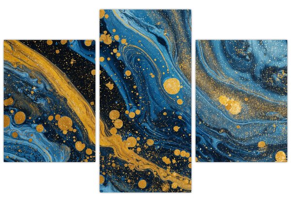 Kép - Kék absztrakció arannyal (90x60 cm)