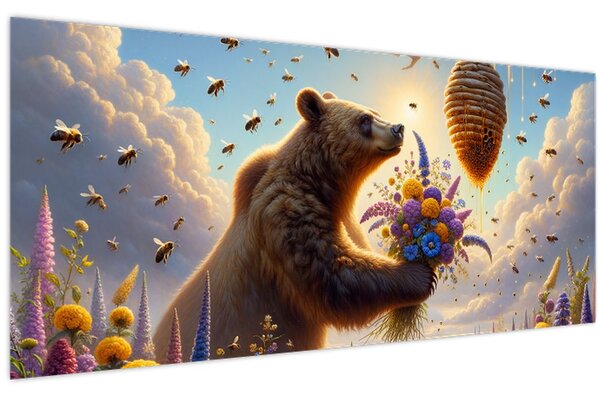 Kép - Medve és méhek (120x50 cm)