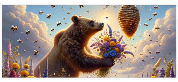 Kép - Medve és méhek (120x50 cm)