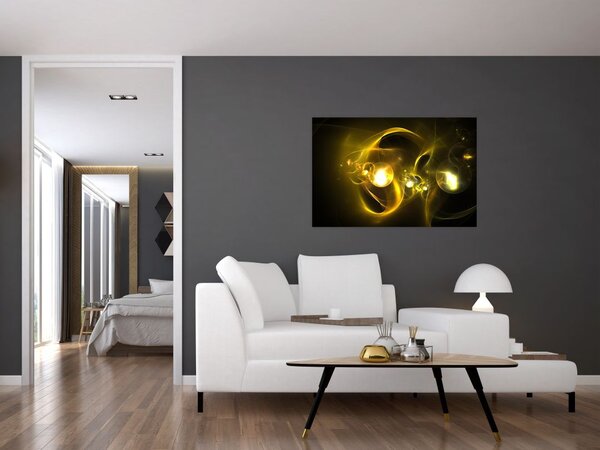 Absztrakt kép sárga gömbök (90x60 cm)