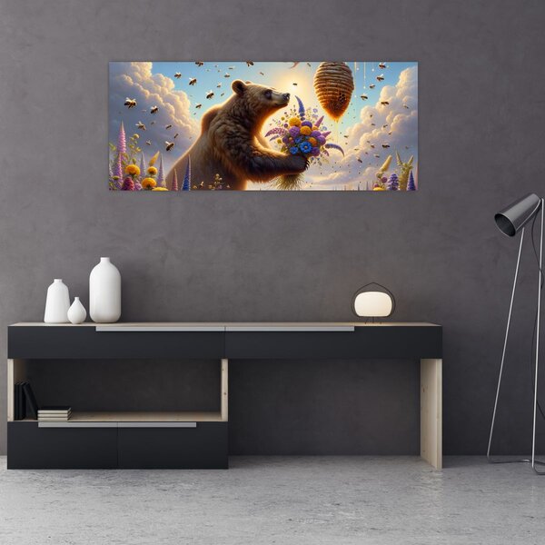 Kép - Medve és méhek (120x50 cm)