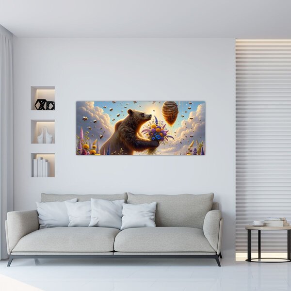 Kép - Medve és méhek (120x50 cm)