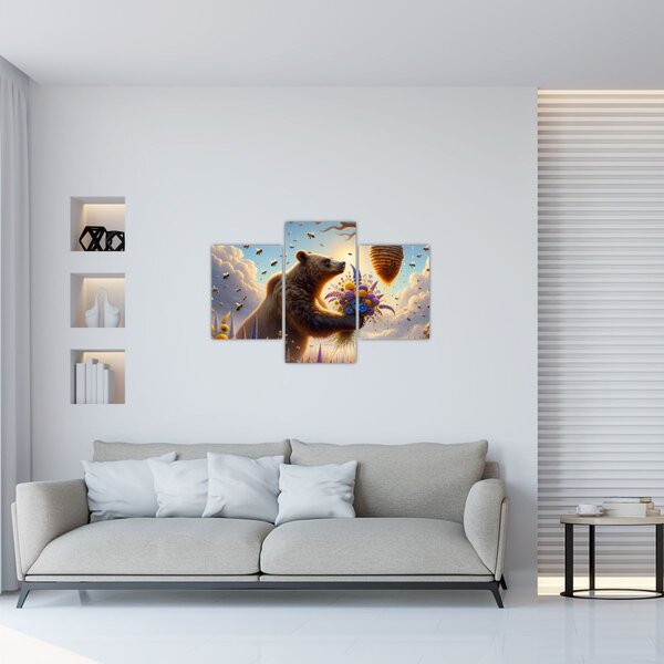 Kép - Medve és méhek (90x60 cm)