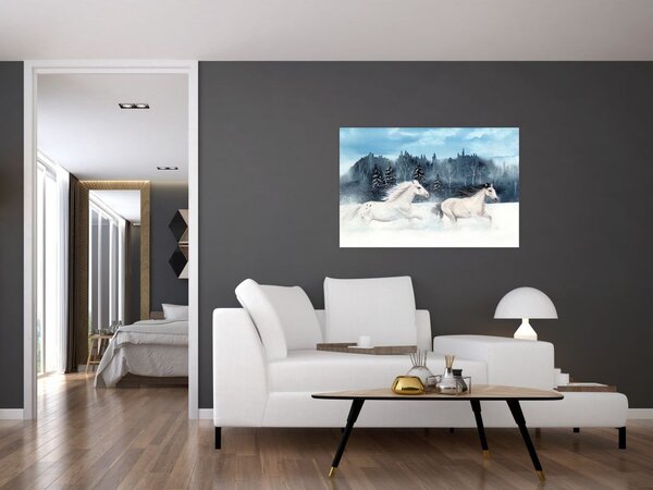 Festett lovak képe (90x60 cm)