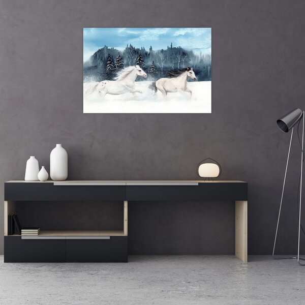 Festett lovak képe (90x60 cm)