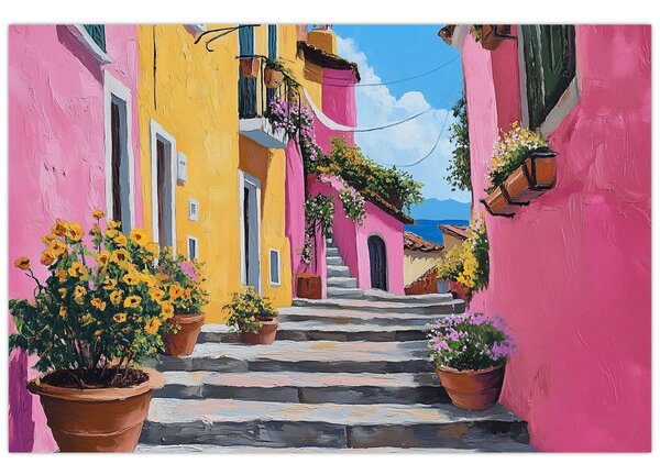 Kép - Rózsaszín sikátor (90x60 cm)