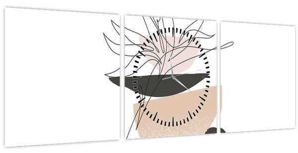 Kép - Vonal művészeti virágok N⁰1 (órával) (90x30 cm)