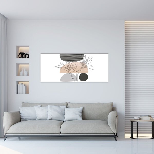 Kép - Vonal művészet virágok N⁰2 (120x50 cm)