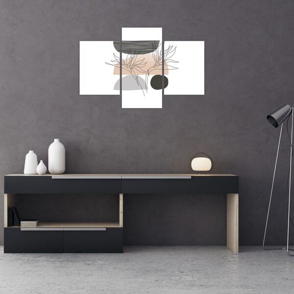Kép - Vonal művészet virágok N⁰2 (90x60 cm)