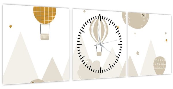 Kép - Repülő léggömbök (órával) (90x30 cm)