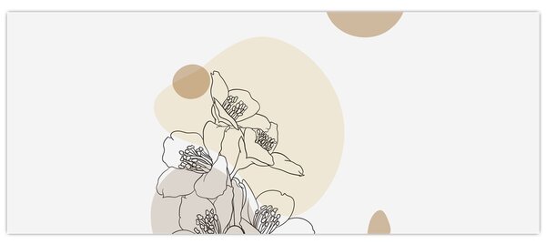 Kép - Bézs virágok pillangóval N⁰4 (120x50 cm)
