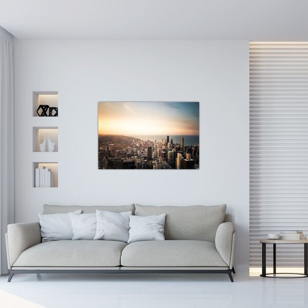 Naplemente képe a város felett (90x60 cm)