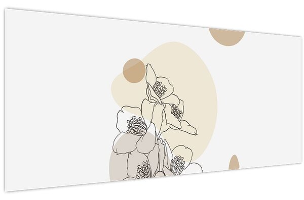 Kép - Bézs virágok pillangóval N⁰4 (120x50 cm)