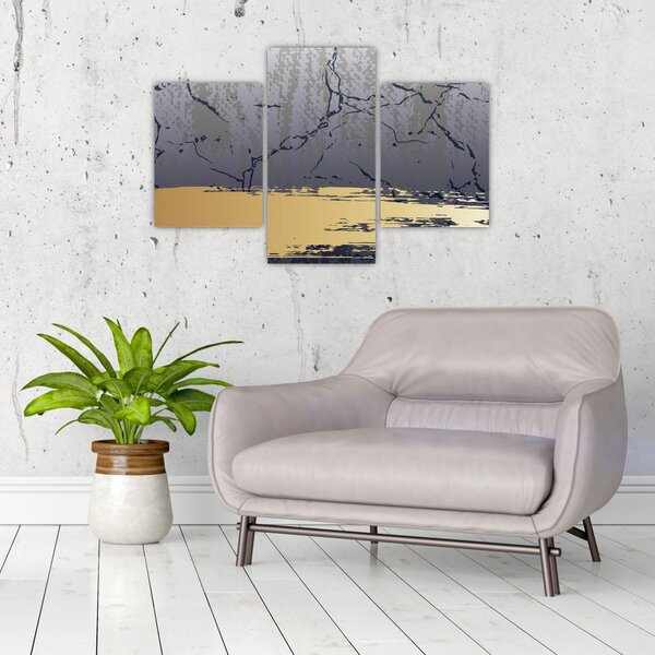 Kép - Kék és arany absztrakció N⁰1 (90x60 cm)
