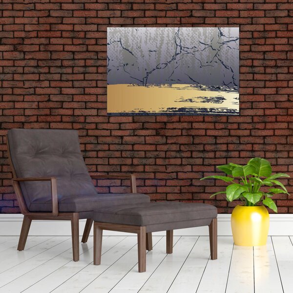 Kép - Kék és arany absztrakció N⁰1 (90x60 cm)