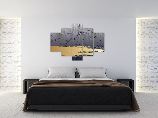 Kép - Kék és arany absztrakció N⁰1 (150x105 cm)